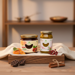 Royal Sweet & Spicy Pahadi Combo – Apricot Chutney & Green Chilli Pickle 400 +400g